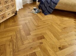 Evolve Mayfair, Engineered Oak Flooring, Herringbone, Light Golden, Brushed & Lacquered, 90x15x400mm
