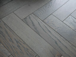 Tradition Engineered Oak Herringbone Flooring, Grey, Hardwax Oiled, 90x18x400mm