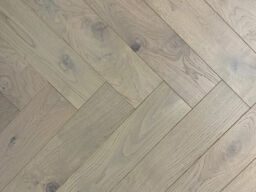 Xylo Mushroom Grey Stained Engineered Oak Flooring, Rustic, Herringbone, Brushed & UV Lacquered, 125x14x625mm