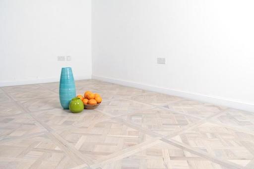 Tradition Select Engineered Oak Parquet Flooring, Smoked, Brushed, White Oiled (bordered), 580x20x580mm