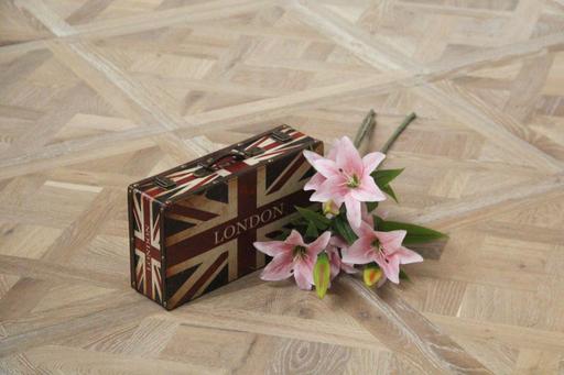Tradition Select Engineered Oak Parquet Flooring, Smoked, Brushed, White Oiled (bordered), 580x20x580mm