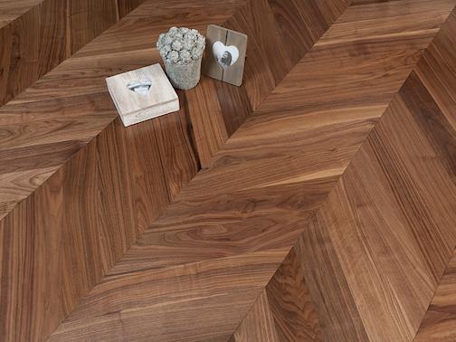 Tradition Select Engineered Walnut Chevron Flooring, Lacquered, 90x20x600mm