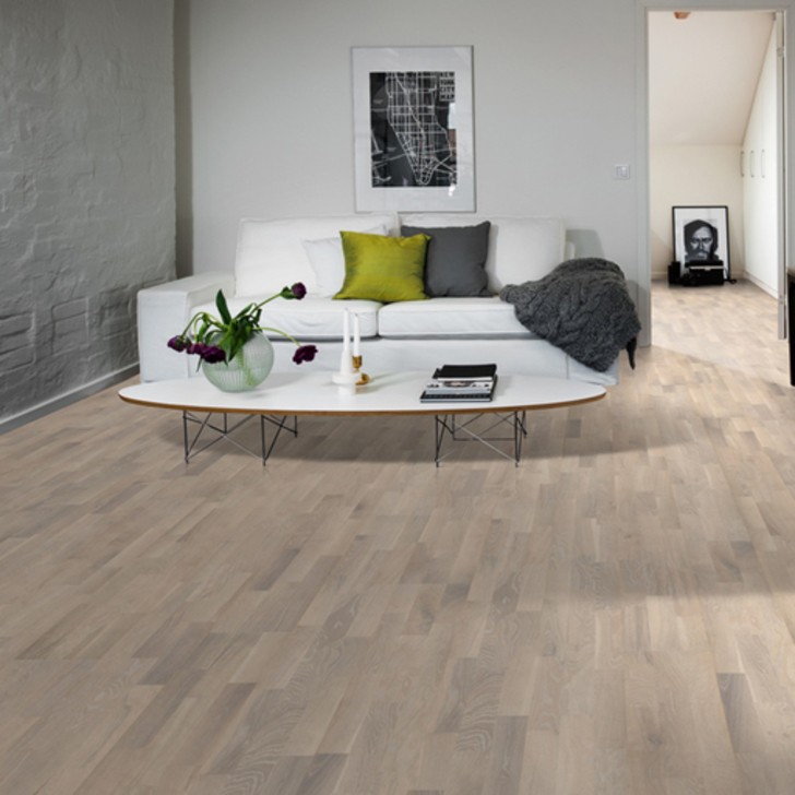 Kahrs Harmony Pale Engineered Oak Flooring, Natural, Brushed, Matt Lacquered, 200x3.5x15 mm