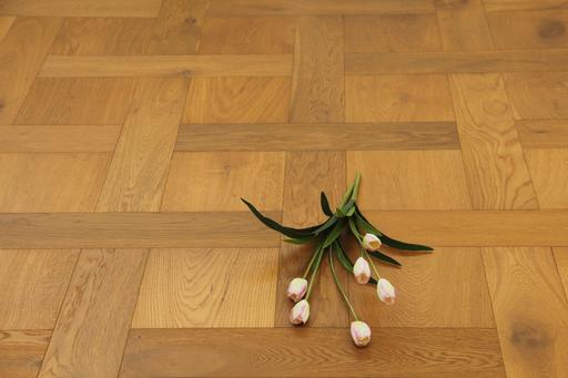 Tradition Select Engineered Oak Parquet Flooring, Brushed, Smoked, UV Lacquered, 240x15x240mm