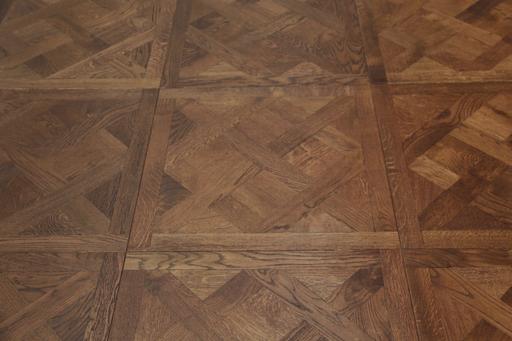 Tradition Select Engineered Oak Parquet Flooring, Brushed, Dark Mahogany Stained, Natural Oiled, 580x20x580mm