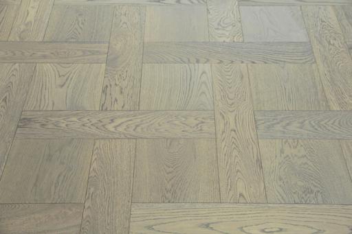 Tradition Select Engineered Oak Parquet Flooring, Brushed, Light Charcoal Lacquered, 240x15x240mm