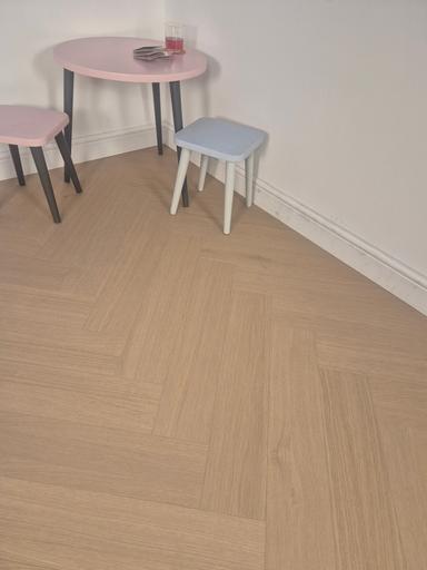 V4 Wood Flooring Carnegie - Veneered Herringbone (Left), Veneered Flooring with HDF Core & Integrated Cork Underlay, 146mm x 10.4mm x 730mm