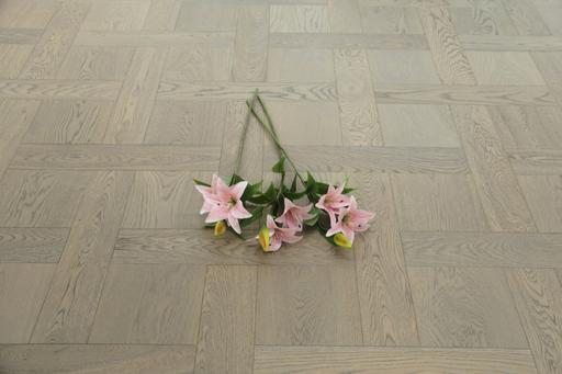 Tradition Select Engineered Oak Parquet Flooring, Brushed, Light Charcoal Lacquered, 240x15x240mm