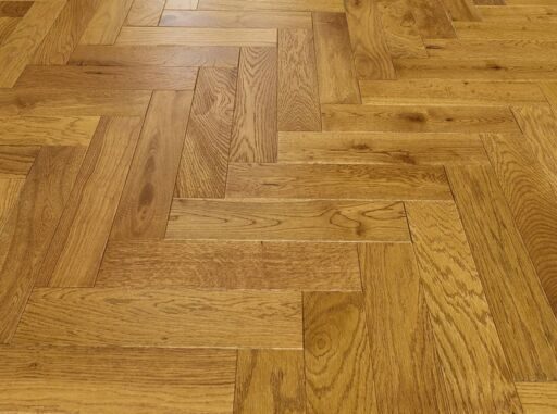 Blanko Budget Merida, Engineered Oak Flooring, Herringbone, Light Golden, Brushed & Lacquered, 90x15x400mm