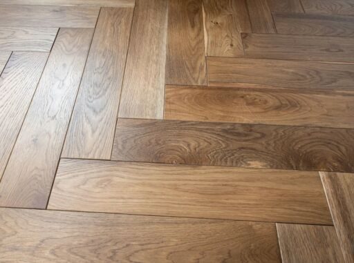 Blanko Budget Merida, Engineered Oak Flooring, Herringbone, Smoked, Brushed & Lacquered, 100x18x500mm