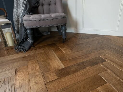 Blanko Budget Merida, Engineered Oak Flooring, Herringbone, Smoked, Brushed & Lacquered, 100x18x500mm Image 3
