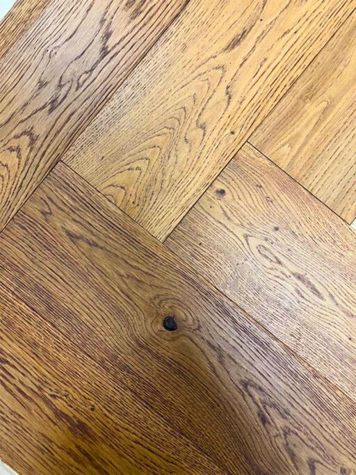 Chene Herringbone Engineered Smoked Oak Flooring, Brushed, UV Oiled, 600x150x14mm