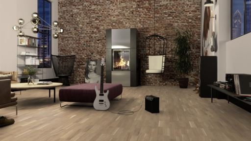 Boen Finale Oak Engineered 3-Strip Flooring, Live Pure Brushed & Lacquered, 215x3x14 mm
