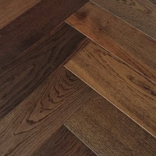 Elka Dark Smoked Oak Herringbone Engineered Flooring, 120x14x600 mm