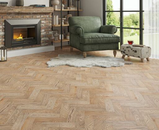 Eirenel Engineered Oak Flooring, Herringbone, Smoked, Brushed, Rustic, UV Oiled, 90x15x400mm