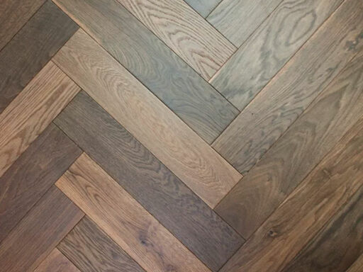 Elka Dark Smoked Oak Herringbone Engineered Flooring, 120x14x600mm