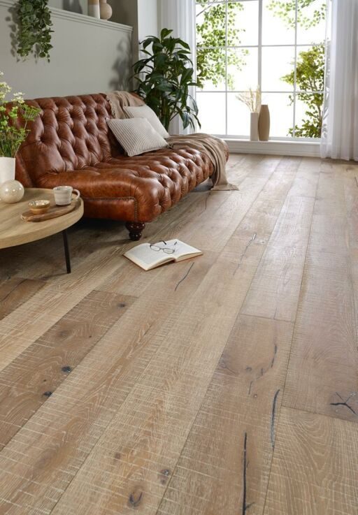 Evolve Wandsworth, Engineered Oak Flooring, Smoked Grey, Saw Mark, Distressed & Oiled, 220x15x1900mm Image 2