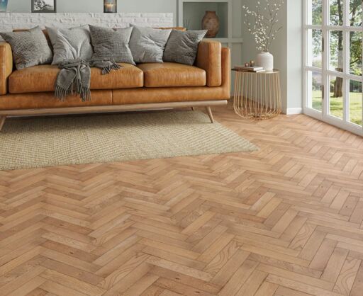 Hollowstem Herringbone Engineered Oak Flooring, Smoked, Brushed, UV Oiled, 70x20x350mm