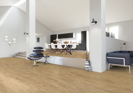Junckers Solid Nordic Oak 2-Strip Flooring, Ultra Matt Lacquered, Classic, 129x22mm