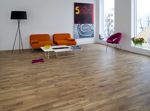 Junckers Solid Nordic Oak 2-Strip Flooring, Ultra Matt Lacquered, Variation, 129x22 mm