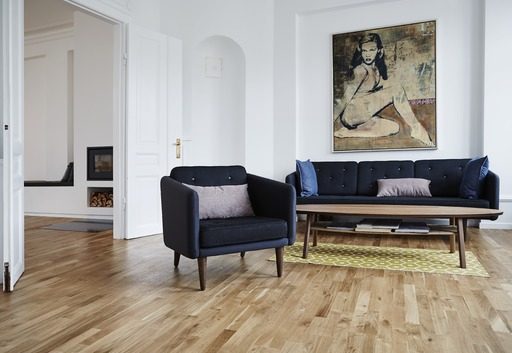 Junckers Solid Oak 2-Strip Flooring, Ultra Matt Lacquered, Harmony, 129x14mm