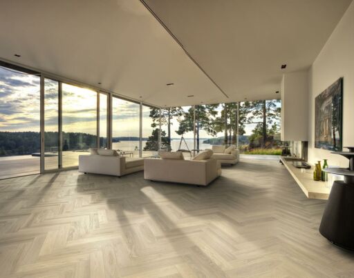 Kahrs White Herringbone Engineered Oak Flooring, Prime, Oiled, 120x11x600mm
