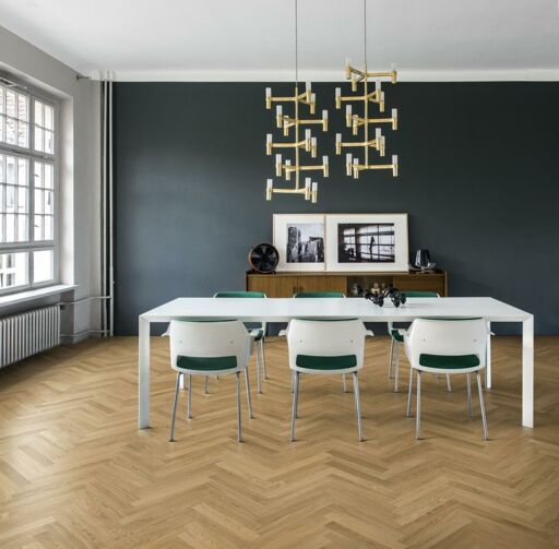 Kahrs Studio Oak AB Natural Engineered Herringbone Flooring, Prime, Matt lacquer, 70x490x11mm