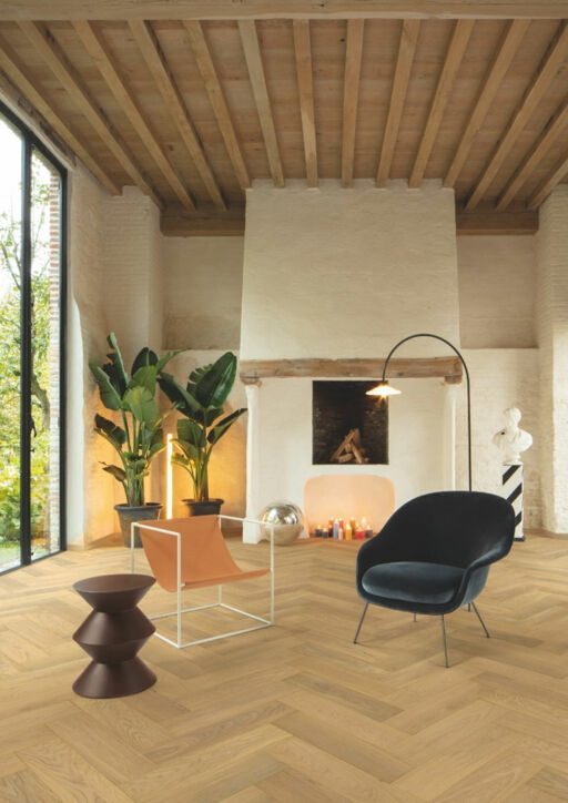 QuickStep Disegno Pure Light Oak Engineered Parquet Flooring, Extra Matt Lacquered, 145x13.5x580mm Image 2