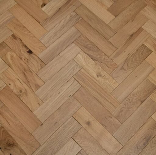 Solid Oak Parquet Flooring Herringbone Blocks, Natural Brushed, Matt Lacquered, 90x18x300mm Image 2