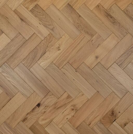 Solid Oak Parquet Flooring Herringbone Blocks, Natural Brushed, Matt Lacquered, 90x18x300mm