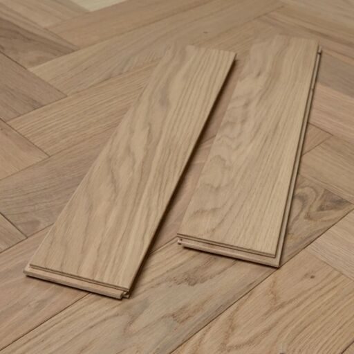 Solid Oak Parquet Flooring Herringbone Blocks, Rustic, Invisible Lacquered, 90x18x300mm
