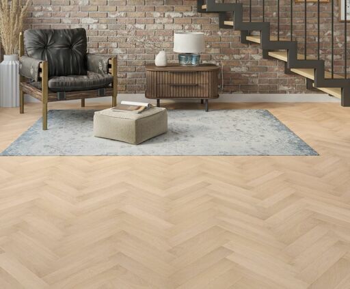 Thalarin Engineered Oak Flooring, Herringbone, White, Smoked, Brushed, Rustic, UV Oiled, 70x10x350mm