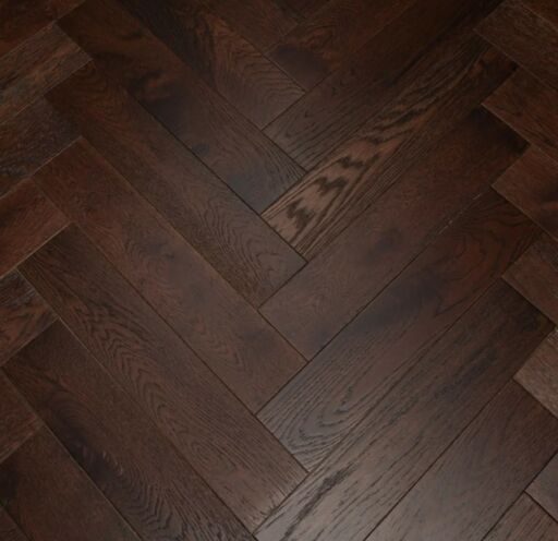 Tradition Antique Brown Engineered Oak Parquet Flooring, Distressed, Herringbone, 125x14x600mm