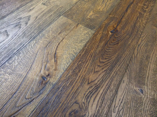 Tradition Antique Oak Engineered Flooring, Rustic, Distressed, Brushed, Dark Brown, 1900x20x190 mm