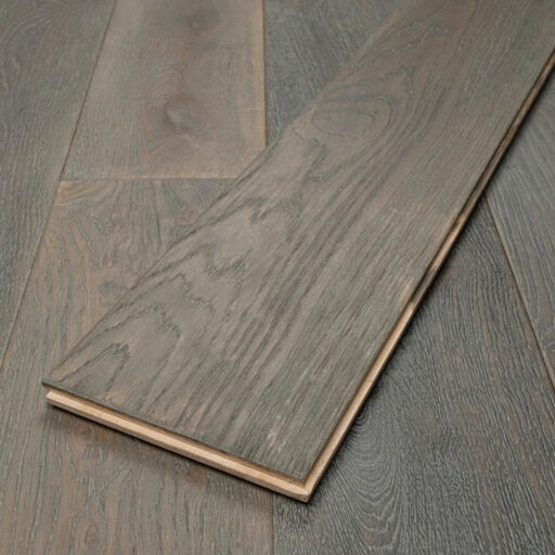 Tradition Antique Smoke Grey Engineered Oak Flooring, Distressed, Brushed & Oiled, 190x20x1900mm