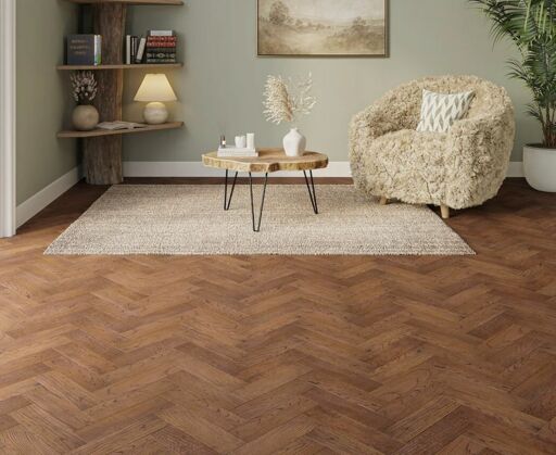 Emberwort Herringbone Engineered Oak Flooring, Brushed, UV Lacquered, 80x10x300mm