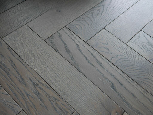 Tradition Engineered Oak Herringbone Flooring, Grey, Hardwax Oiled, 90x18x400mm