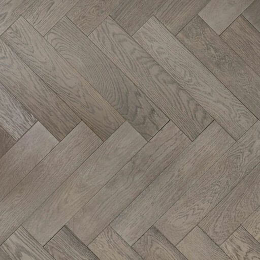 Tradition Engineered Oak Parquet Flooring, Gunmetal Grey, Prime, Brushed, Matt Lacquered, 125x18x600mm
