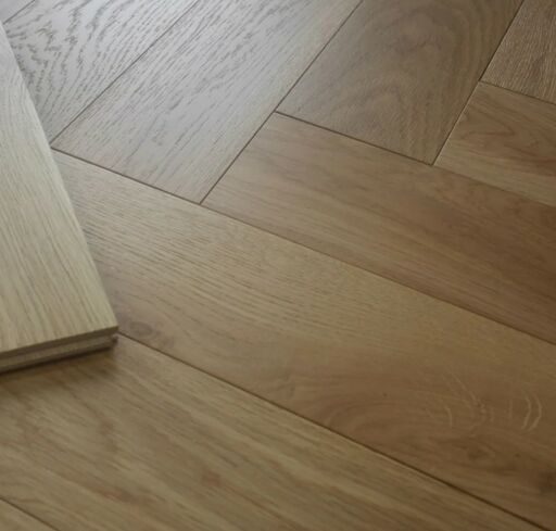 Tradition Engineered Oak Parquet Flooring, Herringbone, Brushed & Matt Lacquered, Prime. 125x14x600mm