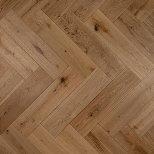 Tradition Engineered Oak Parquet Flooring, Herringbone, Natural, Brushed, Lacquered, 150x14x600mm Image 1
