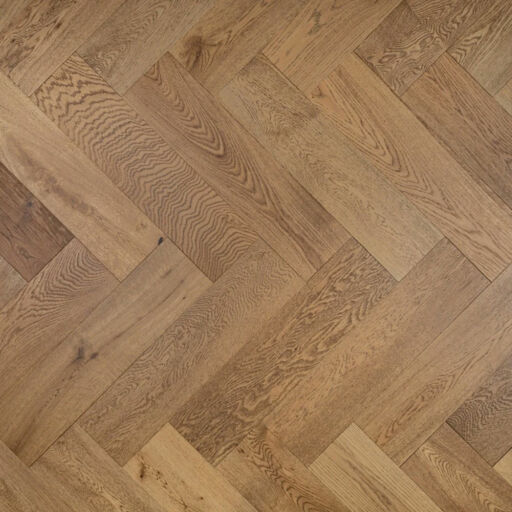 Tradition Engineered Oak Parquet Flooring, Herringbone, Natural, Smoked Stain, Brushed & UV Oiled, 150x14x600mm