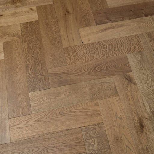Tradition Engineered Oak Parquet Flooring, Herringbone, Natural, Smoked Stain, Brushed & UV Oiled, 150x14x600mm