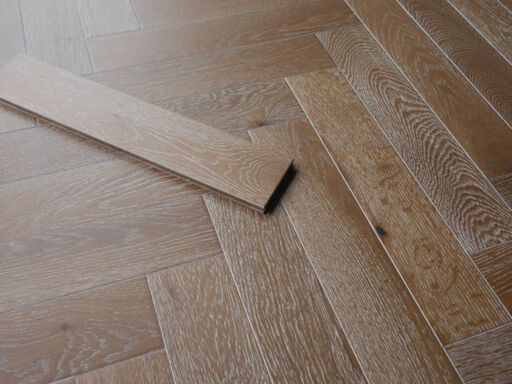 Tradition Engineered Oak Parquet Flooring, Herringbone, Natural, Smoked White, 90x14x450mm