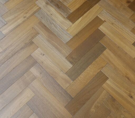 Tradition Engineered Oak Parquet Flooring, Herringbone, Smoked, Brushed & Oiled, 90x14x450mm Image 3