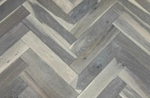 Tradition Engineered Oak Parquet Flooring, Herringbone, Smoked Grey, Brushed, Matt Lacquered, 90x10x450mm