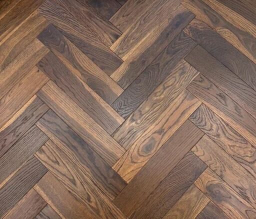 Tradition Engineered Oak Parquet Flooring, Herringbone, Smoked Natural Oak UV Oiled, 90x10x450mm Image 2