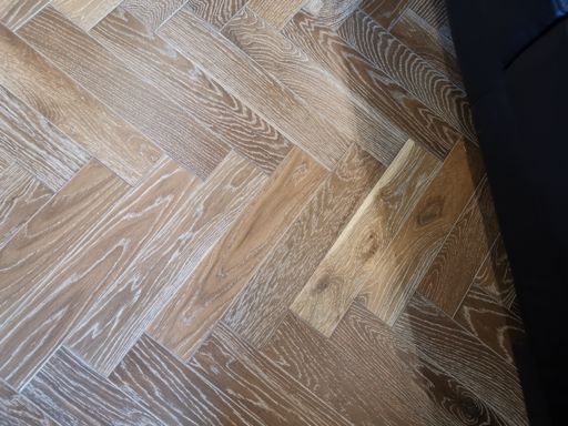 Tradition Engineered Oak Parquet Flooring, Herringbone, Smoked White, UV Oiled, 90x14x450 mm Image 2
