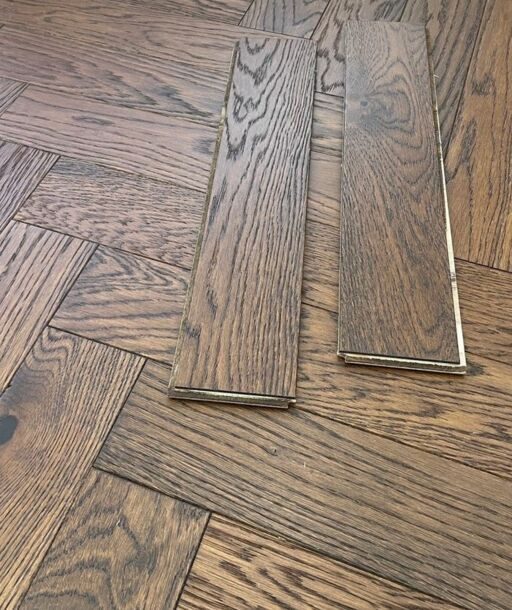 Tradition Engineered Oak Parquet Flooring, Herringbone, Whiskey Oak, Brushed, Matt Lacquered, 90x10x450mm