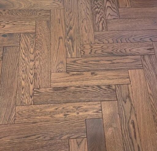 Tradition Engineered Oak Parquet Flooring, Herringbone, Whiskey Oak, Brushed, Matt Lacquered, 90x10x450mm