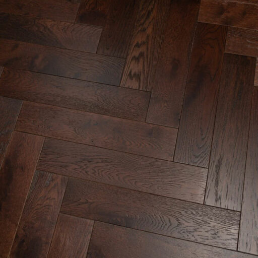 Tradition Engineered Oak Parquet Flooring, Walnut Stain, Brushed, Matt Lacquered, 125x18x600mm Image 4